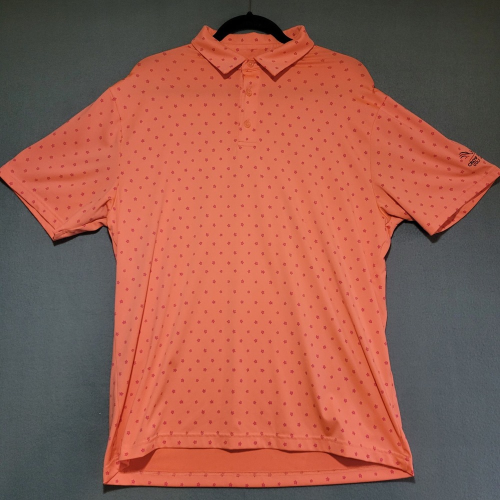 Under Armour Mens The Playoff Polo‎ Shirt Large Orange Floral Embroidered